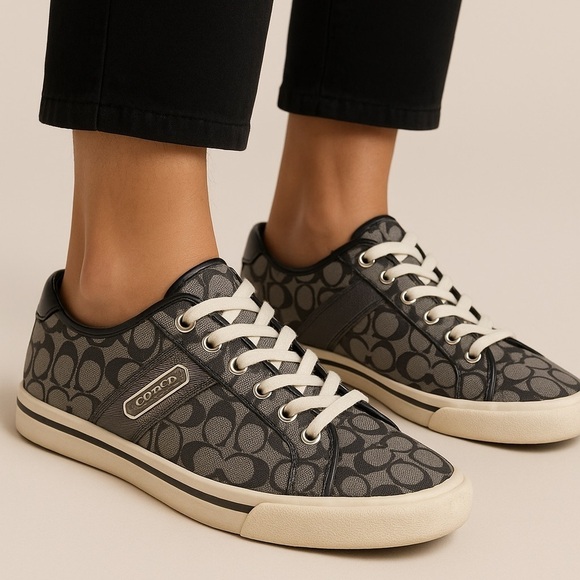 Coach Shoes - Coach Black and Gray Patterned Sneakers